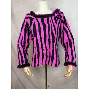 Vintage Rare Design Options By Phillip & Jane Gordon Sweater Size Small Zebra
